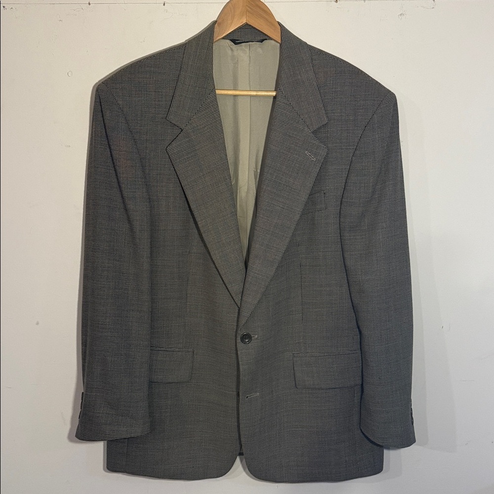 Vintage Brown and Grey Checkered Wool Blazer